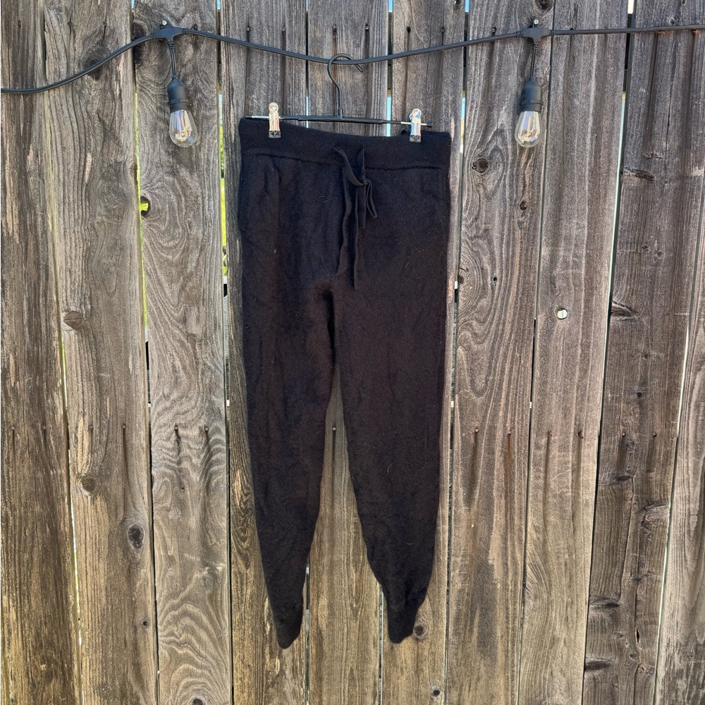 Naked Cashmere Black 100% Cashmere Full Length 28” High Rise Jogger Sweatpants L